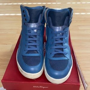 Blue suede and calf leather Salvatore ferragamo Robert sneakers sz 10